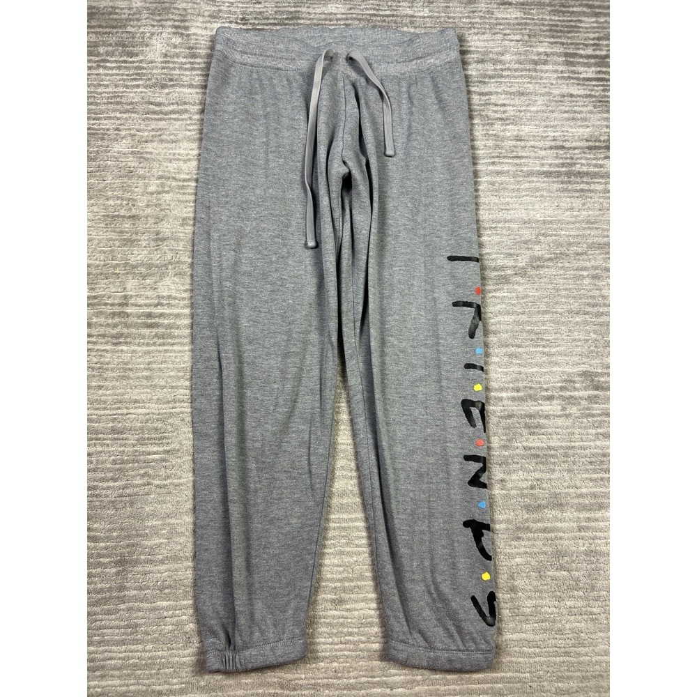Friends Pants Womens Medium Gray Spell Out Leg Pull On Jogger Polyester Blendโ
